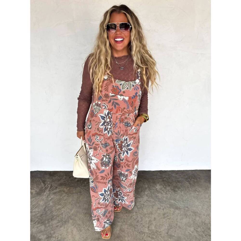NEW BLAKELY fall floral karli overalls in taupe